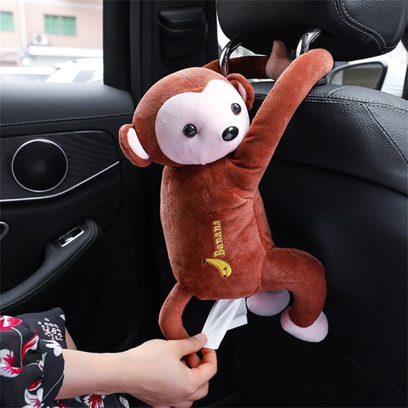 Ohmyroo 20.5-Inch Hanging Animal Auto Tissue Box Soft Plush Napkin Holder For Seat Backrest