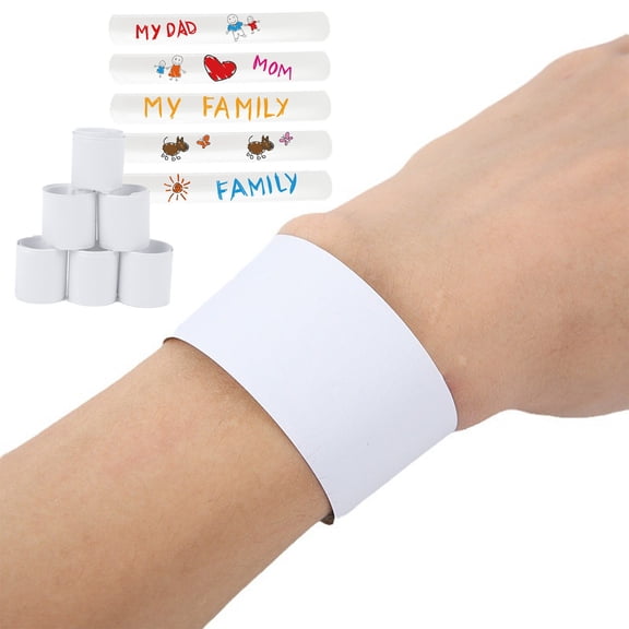 Ohmyroo 20 Pcs White Blank Slap Bracelets 8.66 Inch PVC for s Crafting Party Favors Handmade Customization Double Sided Writing Bands