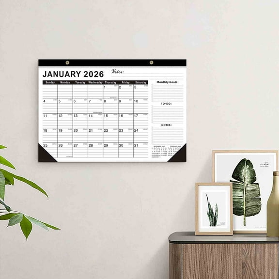 Ohmyroo 2026-2027 Twin Binding Wall Calendar Planner With Hanging Hook for Home Office Organization Needs