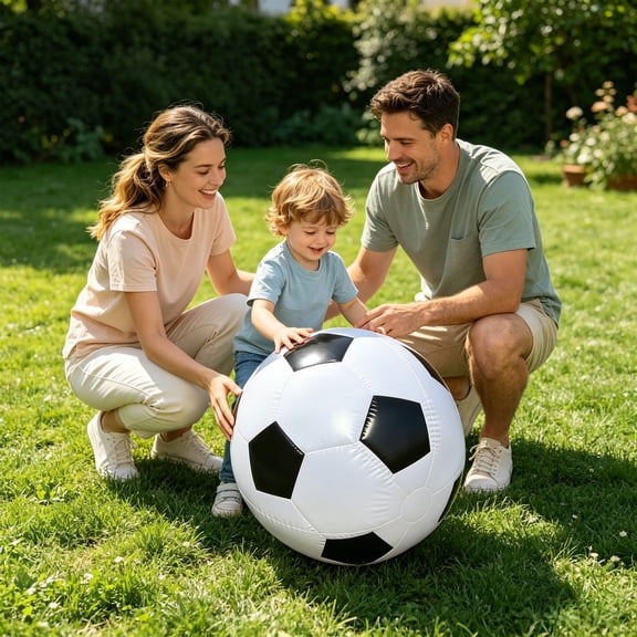 Ohmyroo 23.6 inch Inflatable PVC Soccer Ball Oversized Beach Ball for Outdoor Pool and Backyard Play
