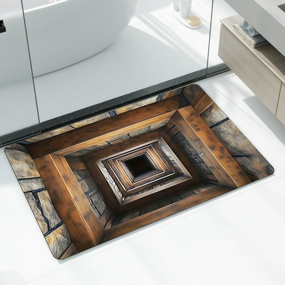 Ohmyroo 23.62x15.75 Inches Carpet Stereoscopic Visual Effect Entrance Door Mat Absorbent Nonslip Foot Mat Dirt Proof For Bathroom Home Entryway