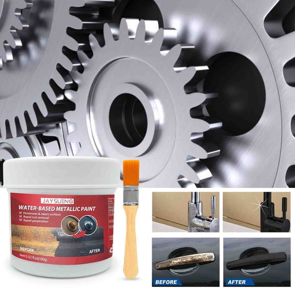 Ohmyroo 3.5oz Water-Based Metal Rust Remover Automotive Primer Paint With Brush