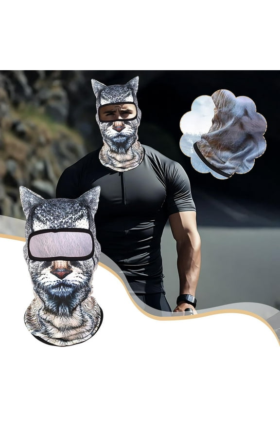 3D Animal Pattern Face Mask Balaclava Windproof Breathable Sunscreen Hood for Outdoor Festivals Skiing Cycling
