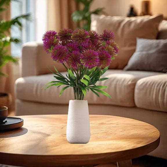 Ohmyroo 5-Piece Artificial Dandelions Synthetic Greenery Stems for Wedding Ceremony and Floor Arrangement Decor