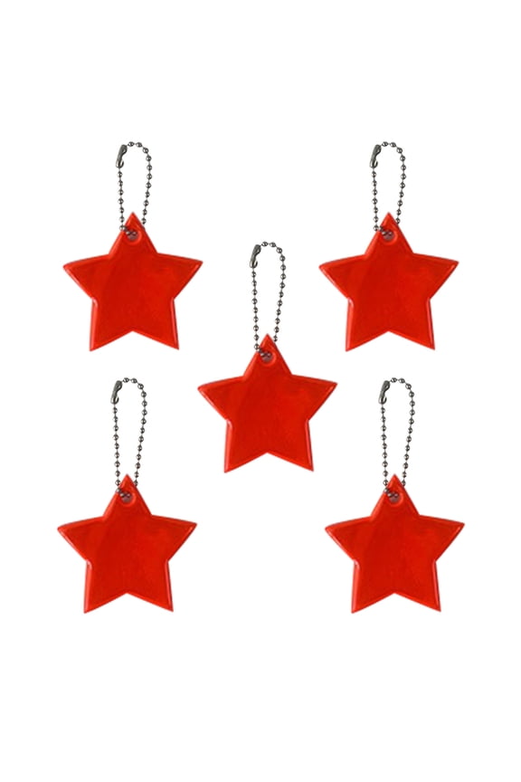 5PC Reflective Star Pendant 2.2x2.2 Inch PVC Safety Keychains for Backpack Riding Night Walking Running