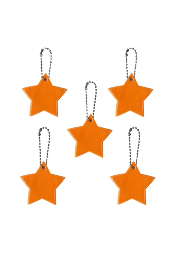 5PC Reflective Star Pendant 2.2x2.2 Inch PVC Safety Keychains for Backpack Riding Night Walking Running