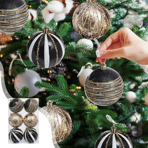Ohmyroo 6-Pack Christmas MultiColor Ball Ornaments Festive Hanging Decor For Xmas Tree Party Home Holiday Decoration