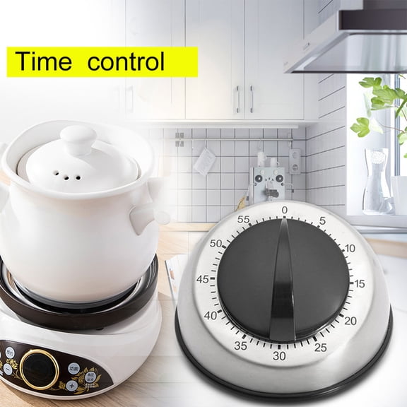 Ohmyroo 60-Minute Mechanical Kitchen Timer, Stainless Steel Wind-Up Cooking Reminder, 3.82-Inch