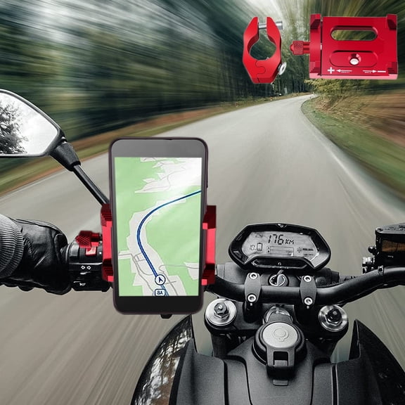 Ohmyroo Aluminum Alloy Motorcycle Phone Mount Universal Bike Navigation Bracket for Stable Riding Blue