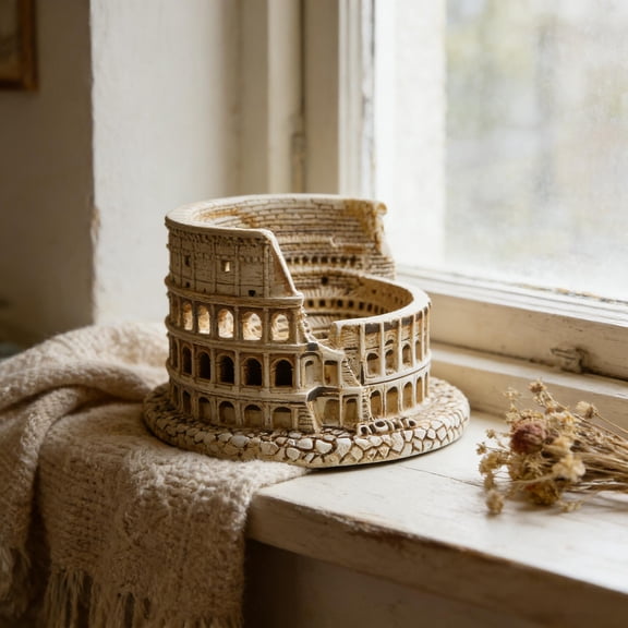 Ohmyroo Ancient Roman Amphitheater Miniature, 2.9 Inch Resin Historical Figurine, Decorative Desk Ornament For Office