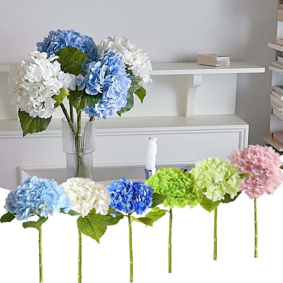 Ohmyroo Artificial Hydrangea Macrophylla Large Blossom Fabric Plastic Metal Material for Women Wedding Table Decoration Elegant Botanical Prop