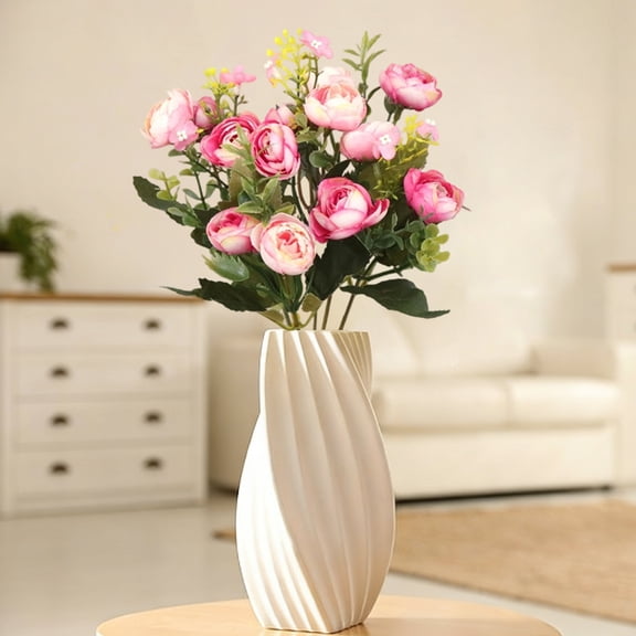 Ohmyroo Artificial Mini Rose Bouquet Faux Floral Stem Arrangement Living Room Table Spring Event Decor