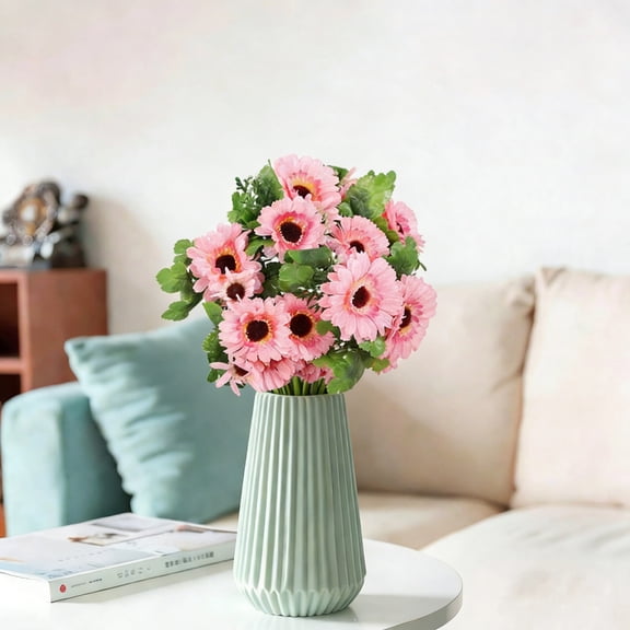 Ohmyroo Artificial Snowflake Daisy Bouquet Faux Floral Stem Arrangement Living Room Table Spring Event Decor