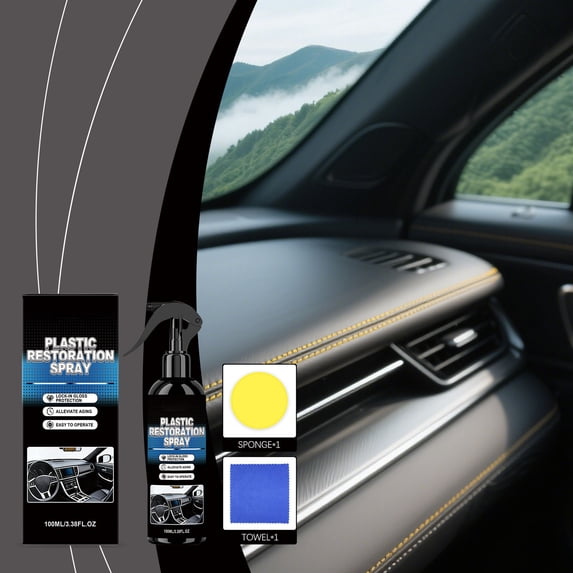 Ohmyroo Automotive Plastic Cleaner 3.4 Fl Oz Mild Interior Exterior Dirt Removal Auto Maintenance Spray