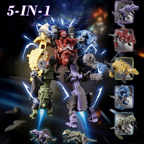 Ohmyroo Beginner friendly Dinosaur Assembly Model 8.6 Inch Joint Robot Transformed Set Action Figures