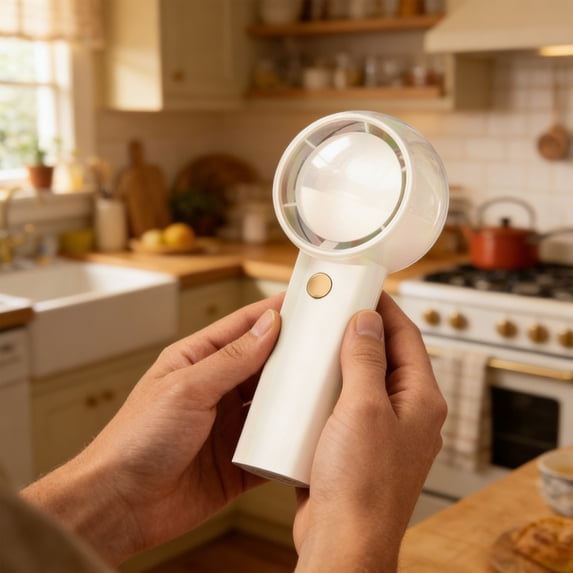Ohmyroo Bladeless Handheld Fan USB Rechargeable Modern Circular Cooling Fan Portable Household