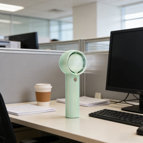 Ohmyroo Bladeless Handheld Fan USB Rechargeable Modern Circular Cooling Fan Portable Household