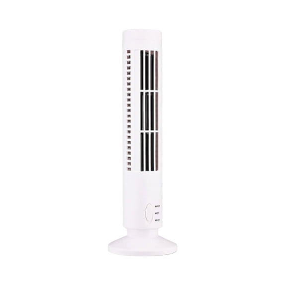 Ohmyroo Bladeless USB Tower Fan 15 Inch Desktop Air Circulator With 2 Speeds For Office Bedroom