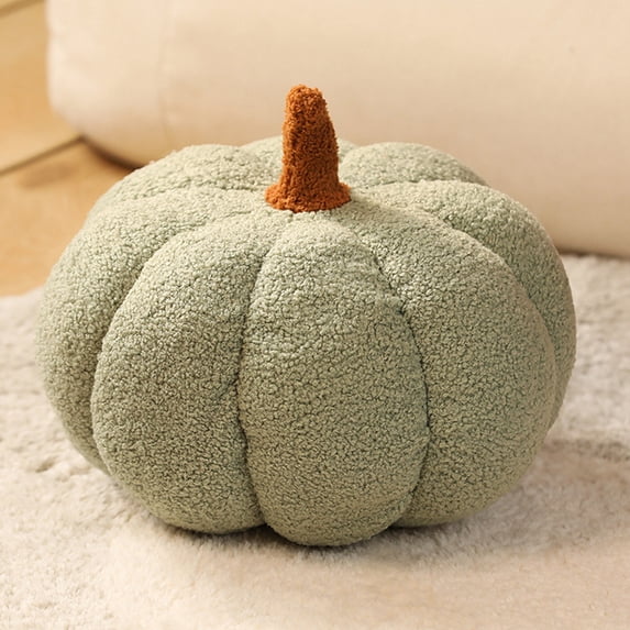 Ohmyroo Blue Plush Pumpkin Throw Pillow Cushion Decoration, Soft Stuffed Thanksgiving Decorative Toy Prop Accessory, Cute Faux Vegetable Home Accent For Sofa Beds And Holiday Office Parties