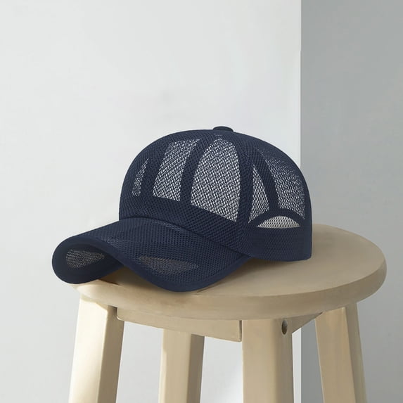 Ohmyroo Breathable Mesh Baseball Cap Navy Gray Black Polyester for Men Women Outdoor Sports Running Travel Sun Protection Gear