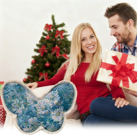 Ohmyroo Butterfly-Design Decorative Throw Pillow, Ergonomic Lumbar Support Cushion for Sofa and Living Room, Colorful Accent Pillow with Comfort Fill