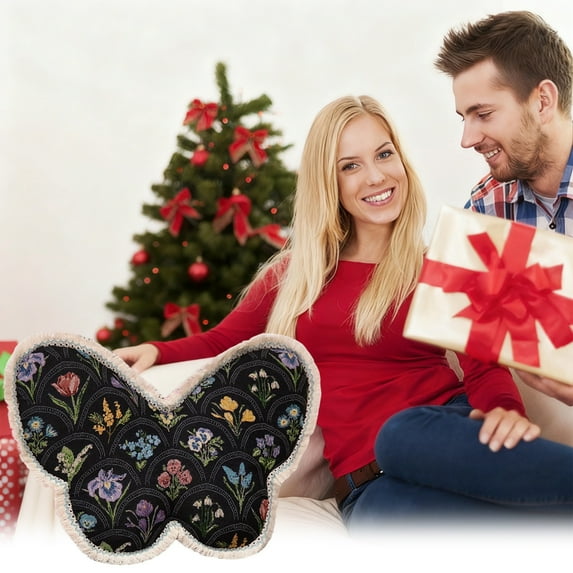 Ohmyroo Butterfly-Design Decorative Throw Pillow, Ergonomic Lumbar Support Cushion for Sofa and Living Room, Colorful Accent Pillow with Comfort Fill