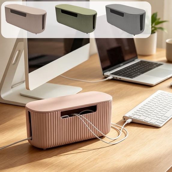 Ohmyroo Cable Management Box, Power Strip Hider Cord Organizer Case ...