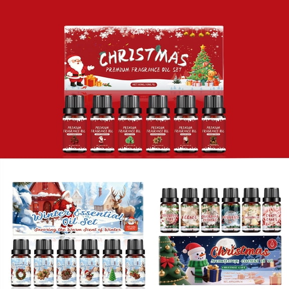 Ohmyroo Christmas Fragrance Oil Set, Six Bottles of Winter Holiday Scented Oils for Diffuser Candle Making and Soap, Aromatherapy Home Scenting Gift Set