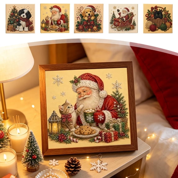 Ohmyroo Christmas Pearl Painting Kit with Framed Canvas, DIY Beaded ...