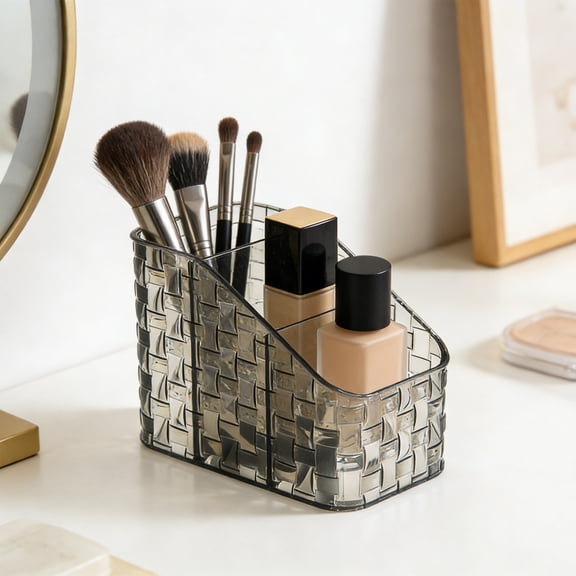 Ohmyroo Compact Cosmetic Storage Box Dustproof Desktop Lipstick Pouch Organizer For Professional Vanity Gray 5.9 Inch