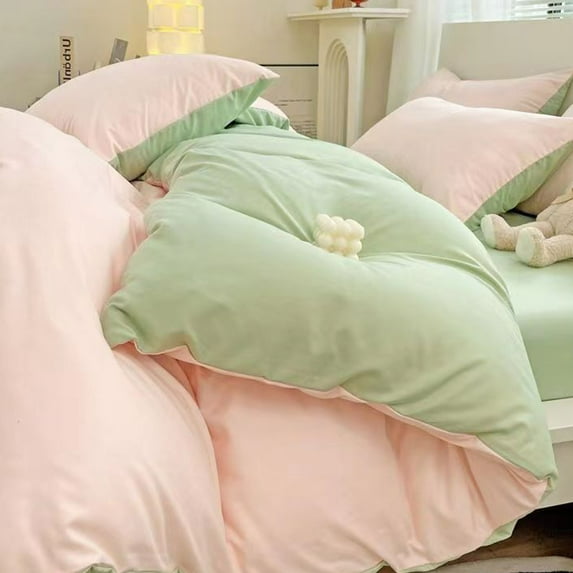 Ohmyroo Complete 4-Piece Bedding Ensemble with Fresh Color Palette, Soft Comfort Fabric Sheet Set for Modern Bedrooms and Guest Room Decor