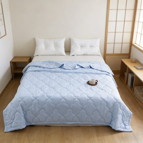 Ohmyroo Cool Summer Quilt 59.00 Inch Refreshing Soft Fiber Bedding Air Conditioned Spaces