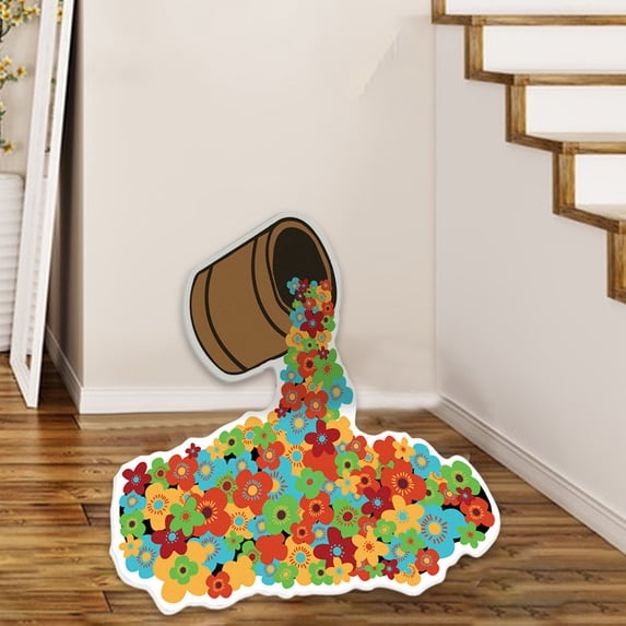 Ohmyroo Creative Pattern Bath Rug 24x24 Inch Soft Non-Slip Microfiber Floor Mat for Bathroom Decor
