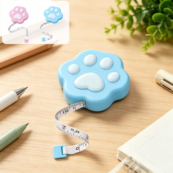 Ohmyroo Cute Cat Claw Mini Tape Measure with Lock Pin,Exquisite Retractable Cloth Measuring Tape Ruler Sewing Tool,2m Tape Measures and Rulers,Measuring Tape Retractable