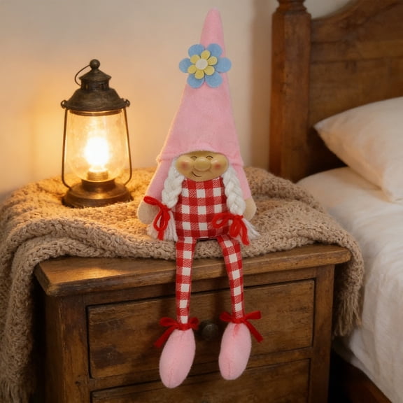 Ohmyroo Cute Dwarf Gnome Doll with Dangling Legs Playful Smiling Face Figurine for Tabletop and Shelf