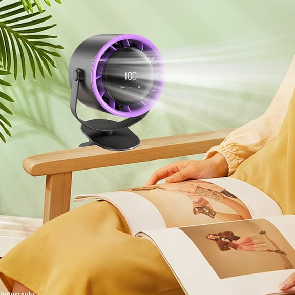 Ohmyroo Desktop Electric Fan 100 Speed Settings Rechargeable Digital Display for Home Office Personal Cooling