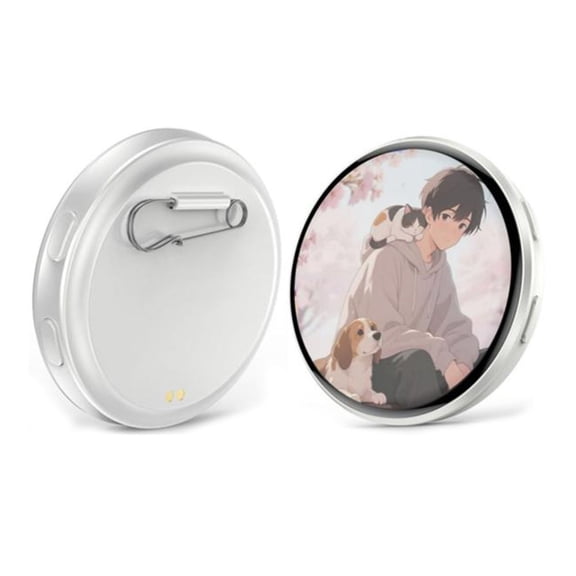Ohmyroo Digital Display Badge 1.7 Inch Touchscreen LED Personalized Photo And Video Pin