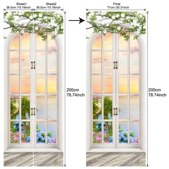 Ohmyroo Door Stickers Murals Peel And Stick Removable PVC Waterproof Door Decals Self Adhesive Wall Covers For Home And Room Decoration