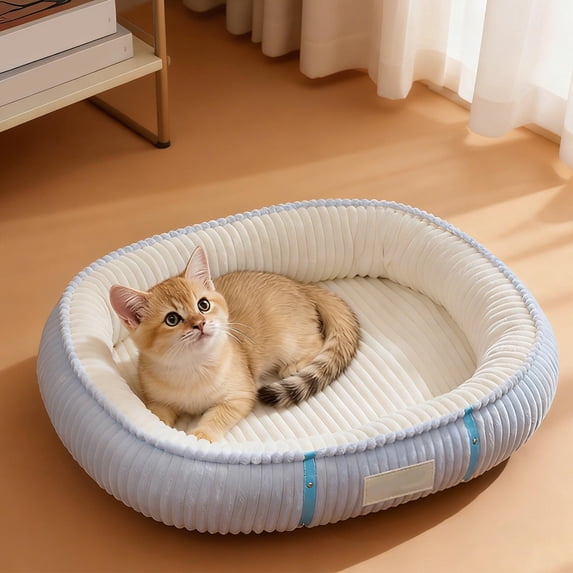 Ohmyroo Double-Layer Insulated Washable Pet Bed for Home Use Plushy Integrated Sleeping Area Small Dog Cat Bed Pad Needs