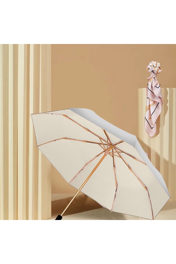 Double Layer Titanium Sun Umbrella UPF 50 Plus Heat Insulation Windproof 8 Bone Folding Parasol for Beach and Travel