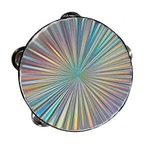 Ohmyroo Double Row Bell Reflective Hand Tambourine, Wooden Percussion Musical Instrument With Shimmering Drumhead, Rhythmic Party Accessory For KTV Dance And Choir Performances