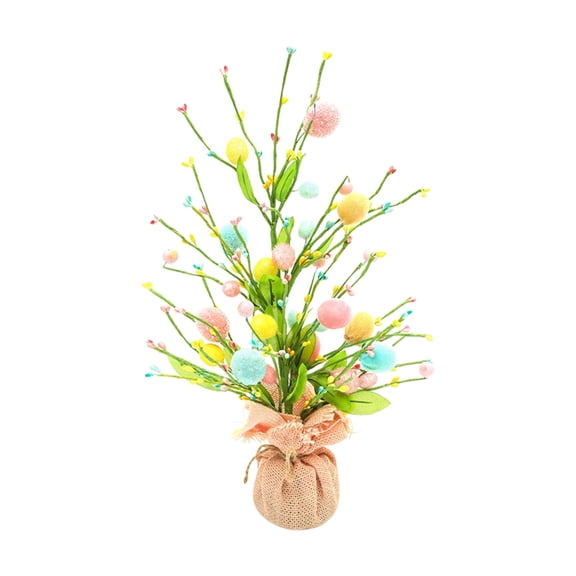 Ohmyroo Easter Egg Tree Potted Decor Ornament Spring Holiday Home Tabletop Garden Decor Supply