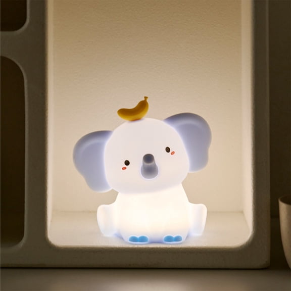 Ohmyroo Elephant Night Light Soft Glow Ambient Lamp Cute Bedside Lighting Device for Bedroom Sleep Nighttime Illumination
