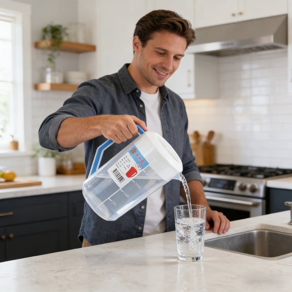 Ohmyroo Extra Large Beverage Pitcher 84 Fl Oz White Plastic Heat Resilient Jug Assisting Daily Hydration