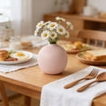 thumbnail image 1 of Ohmyroo Faux Ceramic Round Vase Plastic Desk Centerpiece For Faux Flora Decoration Yellow 3.8 Inch, 1 of 6