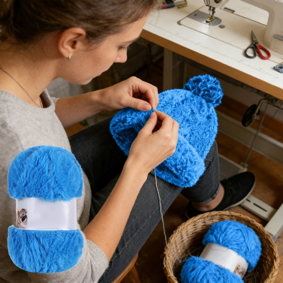 Ohmyroo Faux Mink Fur Yarn Ball for Home Knitting Use Thick Wool Blanket Craft Supplies Needs