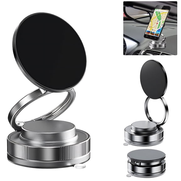 Ohmyroo Foldable Rotating Magnetic Car Phone Holder Multifunctional Vacuum Adsorption Mount Essential Needs