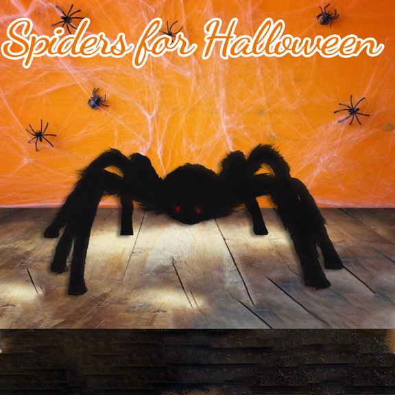 Ohmyroo Giant Spider Decoration, Bendable Plush Look Halloween Prop, 35.4 To 59 In