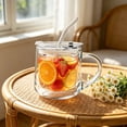 thumbnail image 1 of Ohmyroo Glass Handled Mug 13.5 Fl Oz Clear Beverage Cup With Lid And St Suiting Home Office, 1 of 6