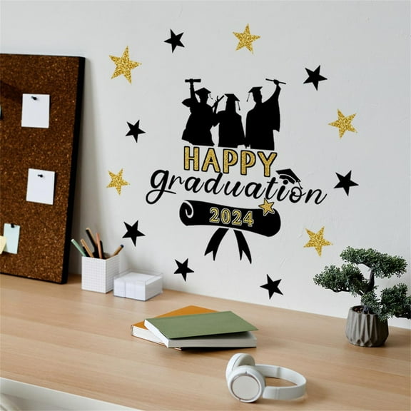 Ohmyroo Graduation Wall Decals Commencement Party Stickers Learner Bedroom Achievement Home Background Decor Success Theme Mural